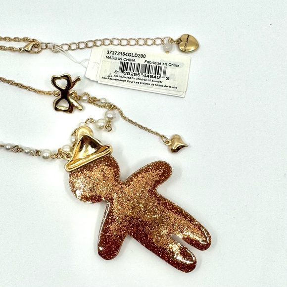 Betsey Johnson ‘Feliz Navidad’ Gingerbread Man Necklace; Stud Earrings Set NWT - Picture 15 of 16